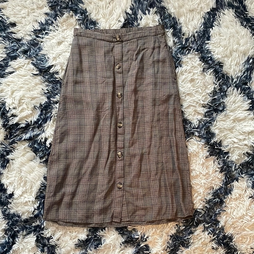 Plaid midi skirt